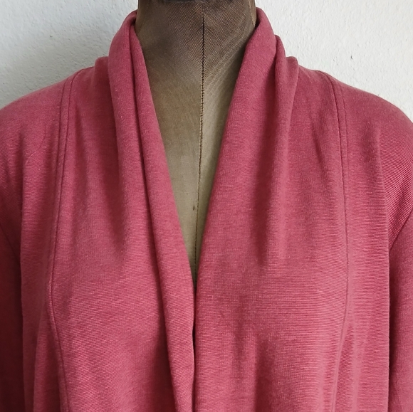 Magellan Sportswear Cardigan Women's Size Large Burgundy Open Front Long Sleeve - Picture 3 of 9